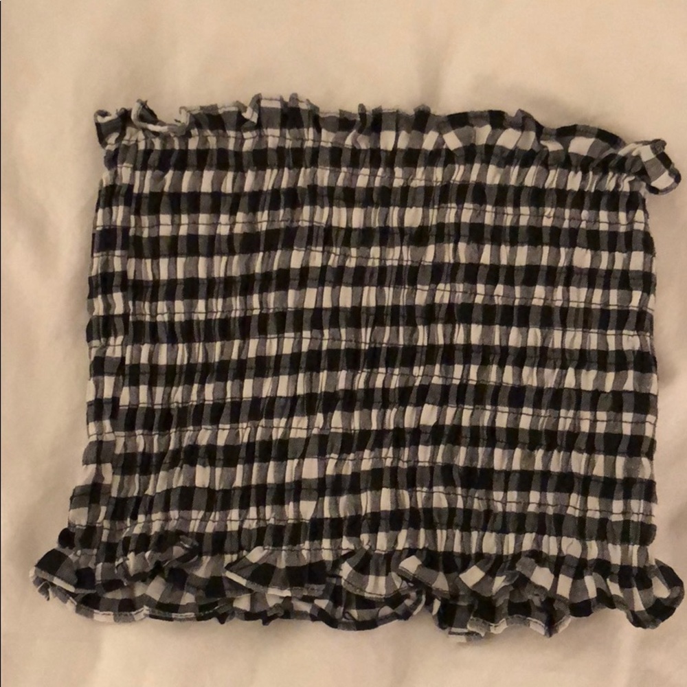 Gingham Ribbed Tube Top - Picture 3 of 3